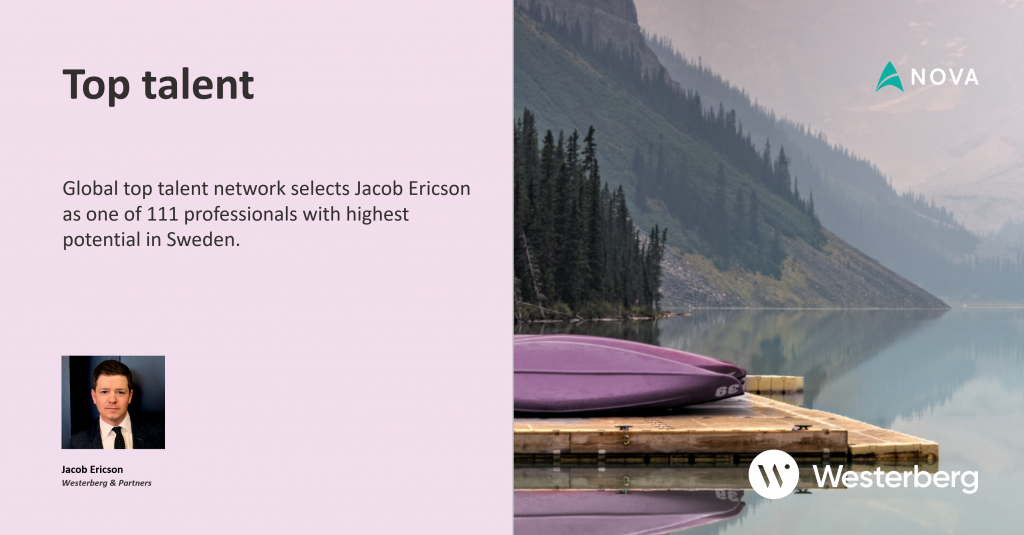 Top talent. Global top talent network selects Jacob Ericson as one of 111 professionals with highest potential in Sweden.